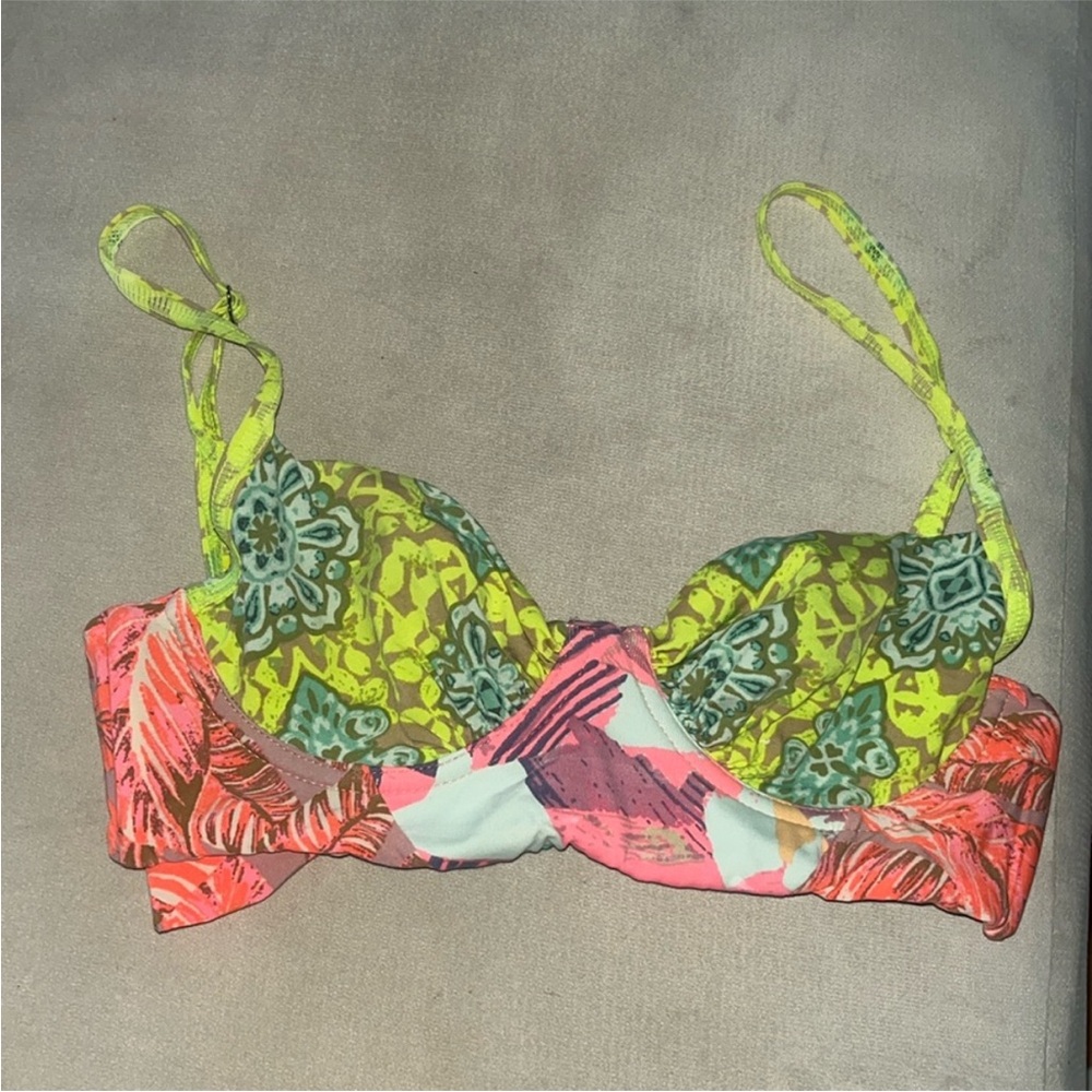 Maaji Multicolor Bikini Top - Green, Yellow, Pink